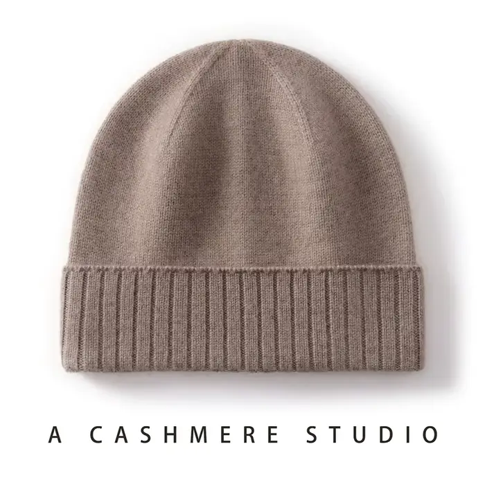 Chapeau tricoté en cachemire 100% unisexe, casquette chaude et décontractée, couleur unie, doux pour
