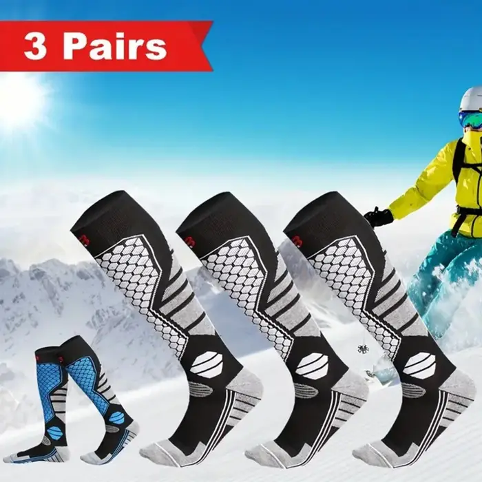 Lot 3 paires chaussettes chasse hiver épaisses - Chaleur absorption ski patinage randonnée
