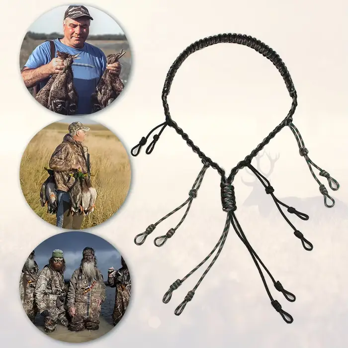 Sifflet appel canards réglable 12 anneaux - Corde de chasse tressée pour appâts et leurres