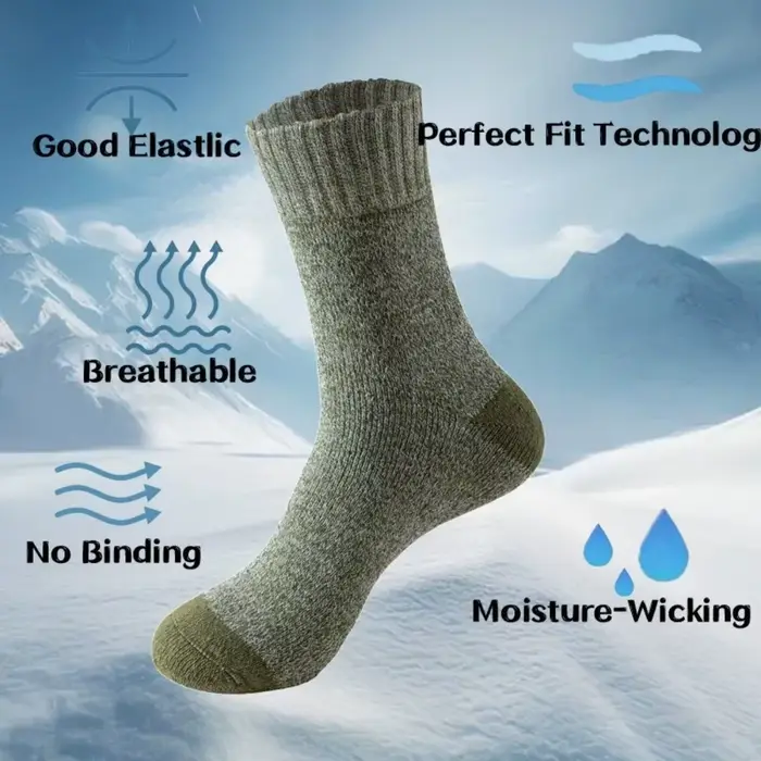 Nouveauté 2026 5 paires chaussettes laine mérinos homme - chaussettes randonnée épaisse hiver chasse froid