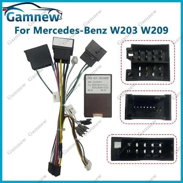Adaptateur de faisceau de câblage Audio 16 broches pour voiture, avec boîte Canbus, pour mercedes-be