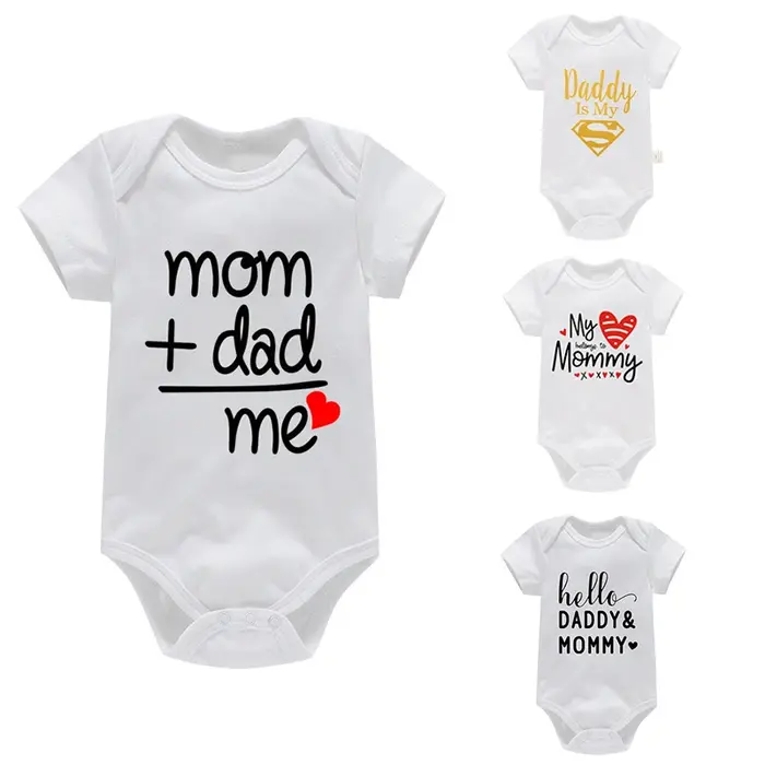 Barboteuse à manches courtes pour bébés garçons et filles, 100% coton, imprimé de lettres drôles, I 