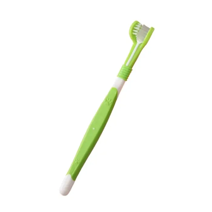 Brosse à dents en plastique pour animaux de compagnie, 3 faces, pour chien, élimine la mauvaise hale