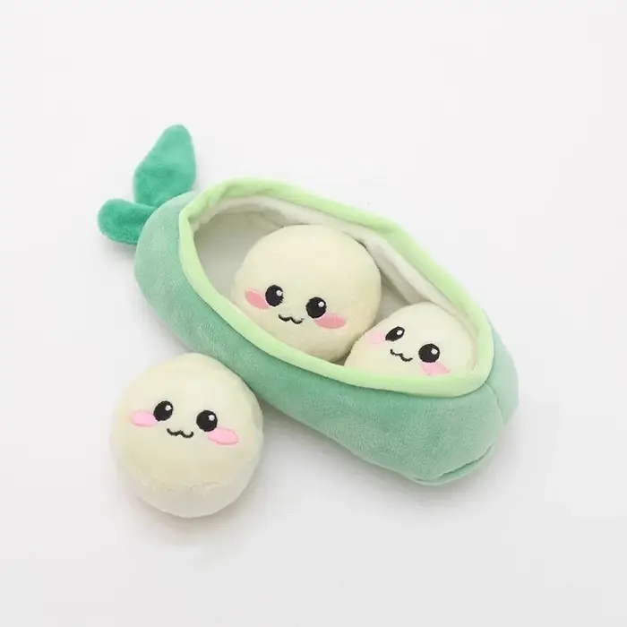 Nouveau jouet à mâcher en peluche pour chien, en forme de coque de pois, mignon, avec son couineur, 