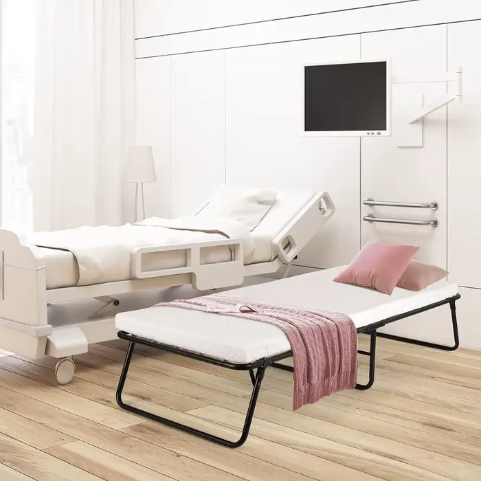 Lit pliant pliant avec matelas en mousse à mémoire de forme, cadre métallique, lit d'invité, 75 po x