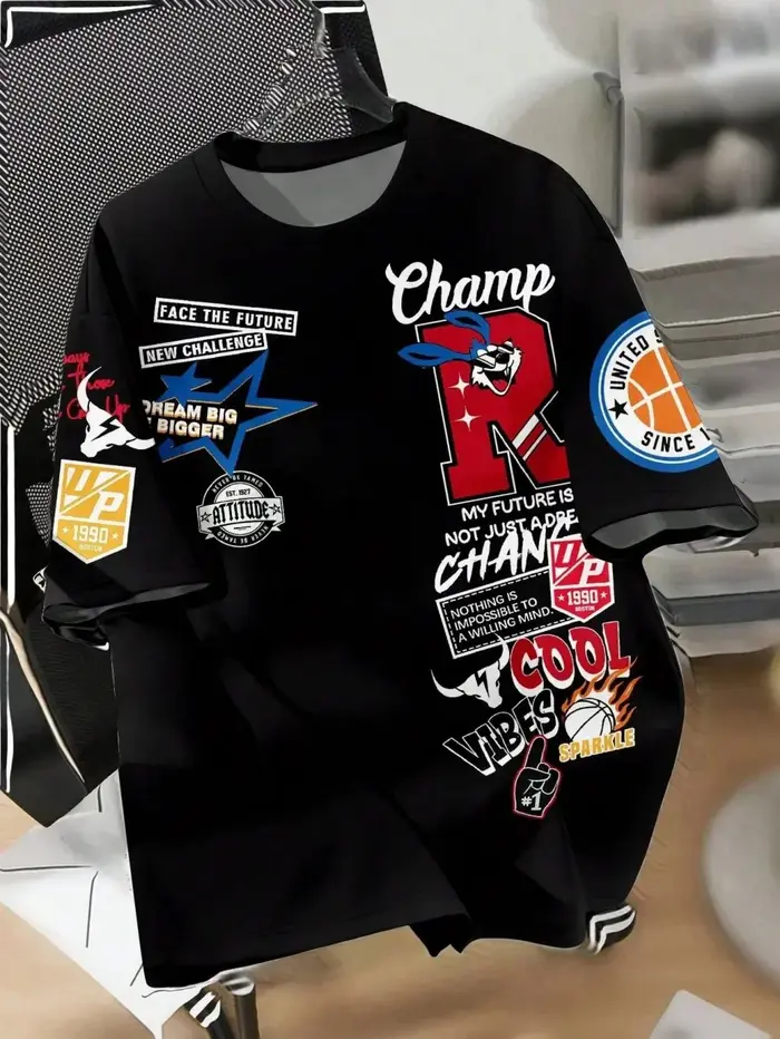 Nouveau T-shirt créatif respirant pour hommes avec motif imprimé Graffiti haut de sport confortable 