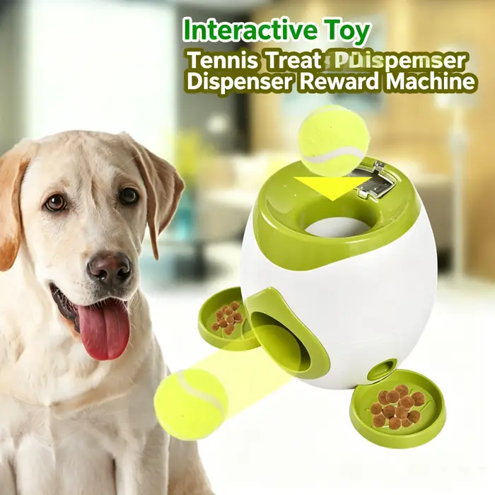 Lanceur automatique de balles pour chien machine à récompenses alimentaires interactivité pour chiens petites et moyennes tailles jeux promenades花园中最适合小型和中型犬的自动投球器玩具，带食物奖励机，为您的爱宠增添乐趣与活力