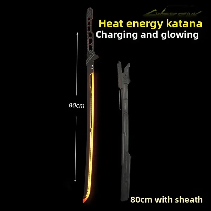 Épée Katana Cyberpunk 80cm/31,5 pouces, jouets lumineux avec gaine, accessoires de modèle, jeu en ac