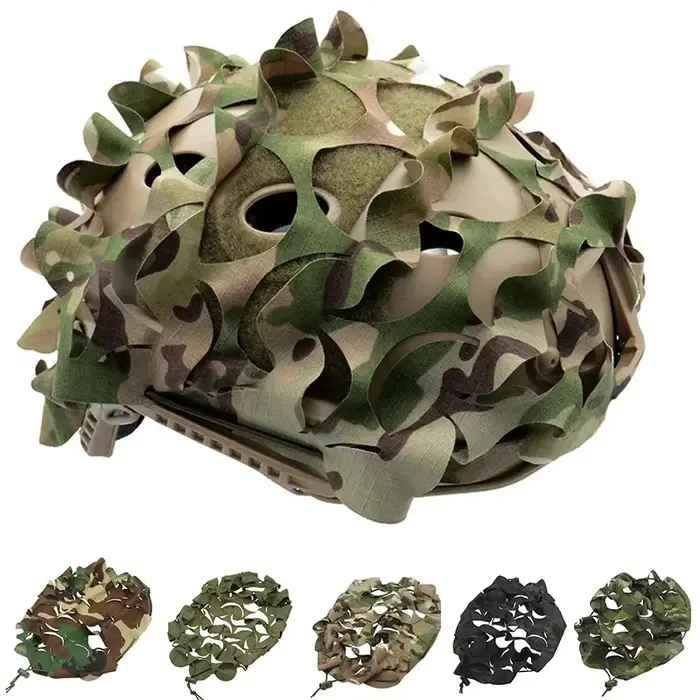 Couvre-casque FAST camouflage 3D feuille découpe laser protection accessoire chasse textile