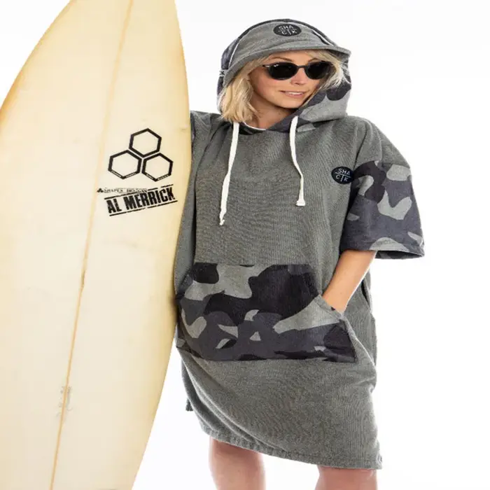 Tichken – Robe à capuche unisexe pour la plage et la natation, serviette à langer en velours microfi
