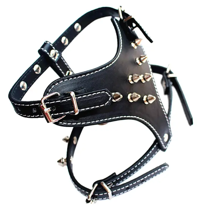 Chiot en cuir clouté à pointes pour petites étudiés, vernis SFP, noir
