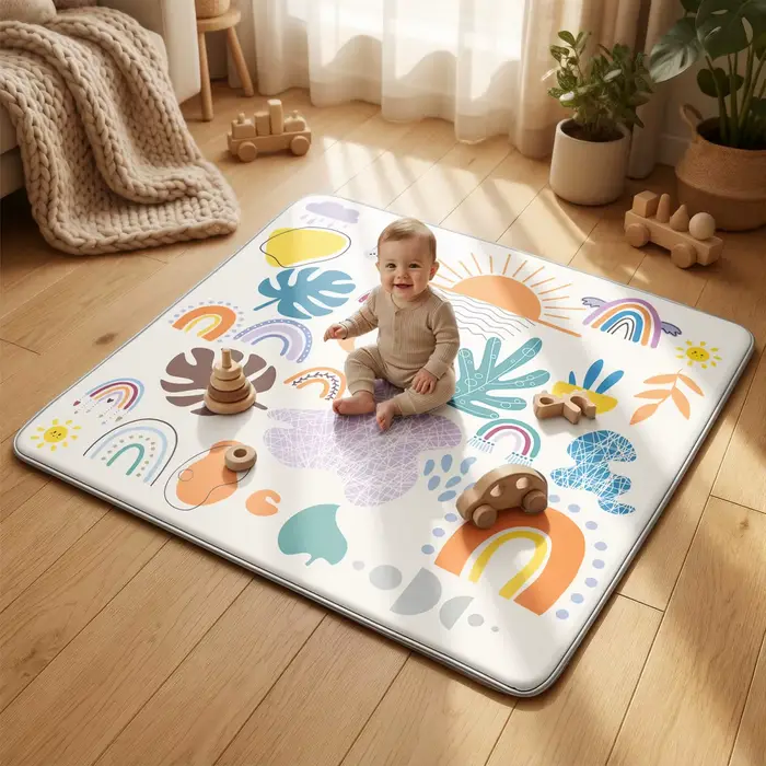 Tapis de jeu pour bébé, tapis de parc rampant, tapis de jeu en mousse épaisse et douce pour bébés et