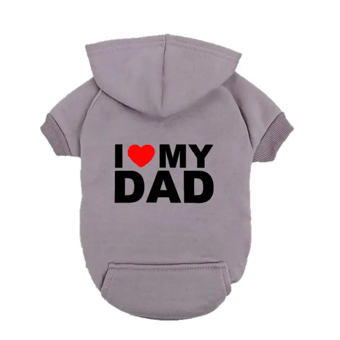 Sweat à capuche pour chien "I Love My Dad" - Sweat-shirt pour chiot de petite et moyenne taille - Cadeau mignon pour la fête des pères pour animaux de compagnie