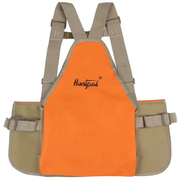 Gilet orange pour la chasse et la pêche en plein air, couleur orange fluorescente accrocheuse, taille ample, adapté à différents types de morphologies ·
