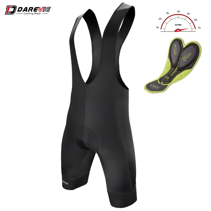 DAREVIE Cuissard à bretelles rembourré en gel 3D, niveau Pro, 6H, Bretelle de cyclisme, 7 cm, Grippe