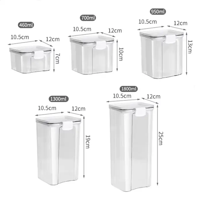 Ensemble de Bocaux Scellés en Plastique pour Assaisonnement Domestique, Boîte de Rangement Étanche à