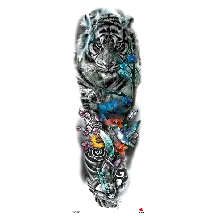 Tatouages Flash pour bras complet, autocollants temporaires imperméables pour bras longs, faux tatouage artistique pour hommes
