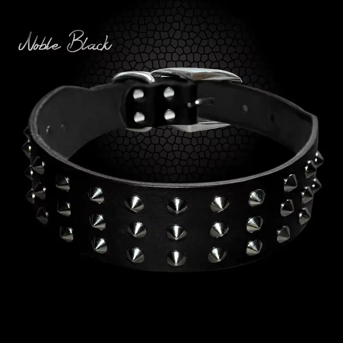Collier de chien en cuir véritable pour grands chiens, Rivets Cool cloutés à pointes, collier pour a