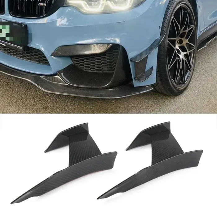 Accessoires de style de voiture en Fiber de carbone ou noir brillant, 6 pièces, décoration latérale 