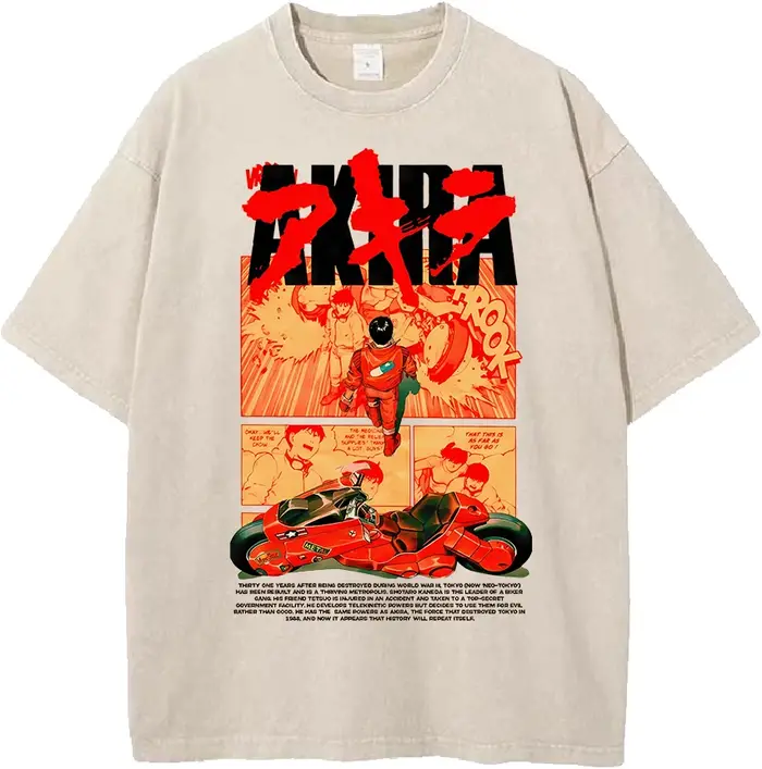 Akira Vintage Manga graphique T-shirt Harajuku lavé surdimensionné T-shirt hommes femmes vêtements é