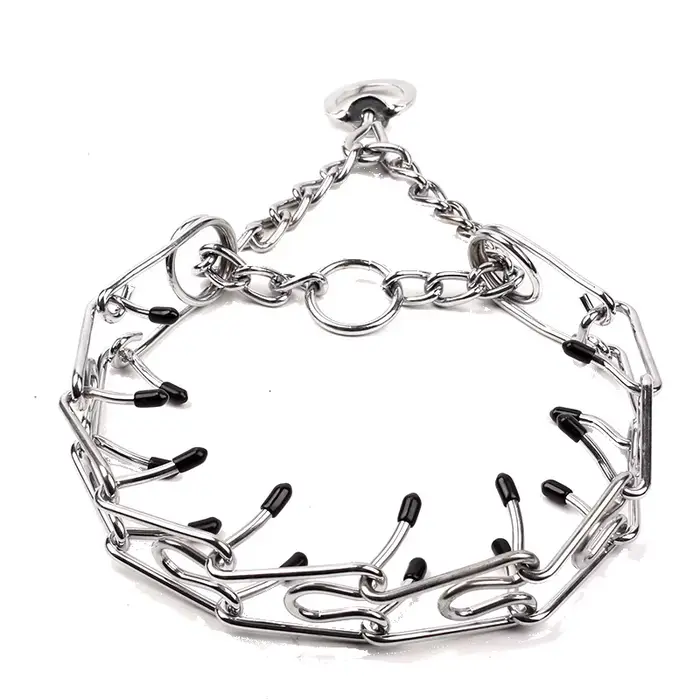 Collier d'entraînement pour chien, chaîne à pointes de starter en métal réglable avec embouts en cao