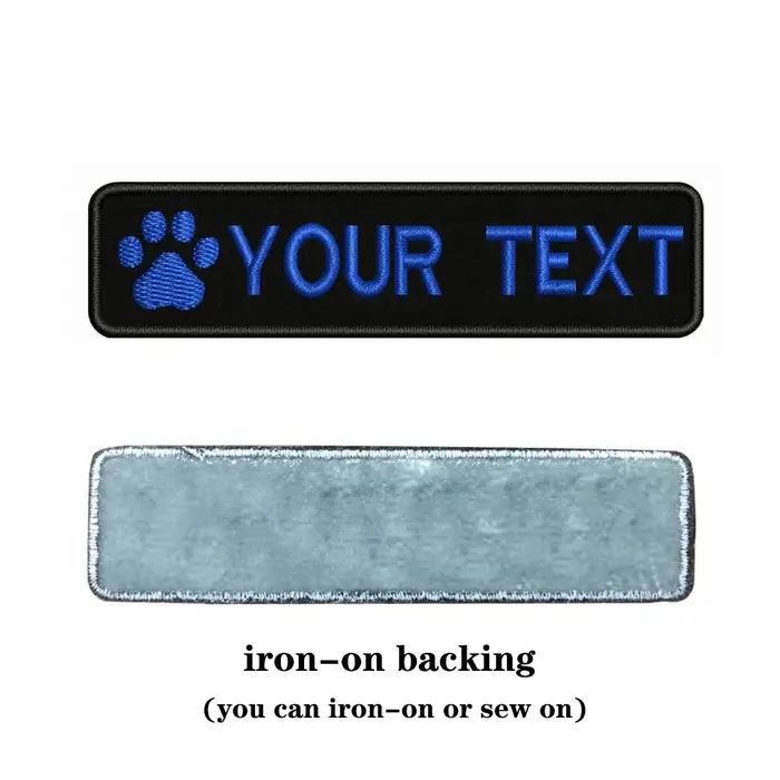 Logo patte de chien empreintes de chien 10x2,5 cm broderie nom personnalisé texte Patch rayures Badg