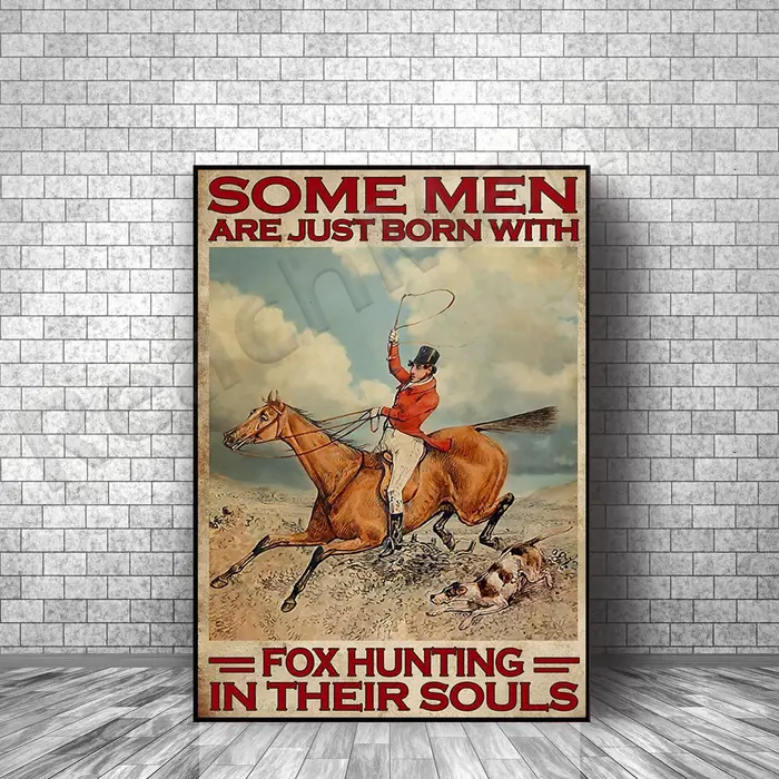Affiche de chasseur de chasse au renard et chiens impression sur toile toile européenne style européen figurines pour collectionneurs passionnés de la nature et de la tradition