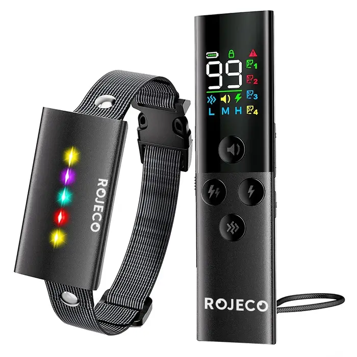 ROJECO-Collier de dressage électrique pour chien, télécommande numérique aste, vibrateur étanche IPX