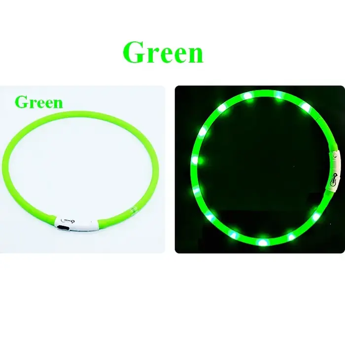 Collier de chien LED en Silicone, Rechargeable, 3 modes de fonctionnement, plus plus léger, plus dou