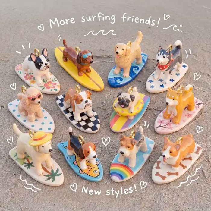 Breloques Pendentifs Chien Surfiste Adorable pour la Fabrication de Bijoux, Accessoires de Bijoux DIY Chiot Cartoon, Breloques pour Bracelets, Accessoires pour Porte-clés