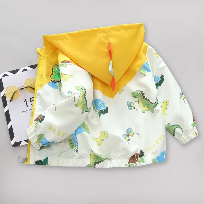 Veste à capuche dinosaure dessin animé pour bébés garçons, vêtements pour tout-petits, coupe-vent dé