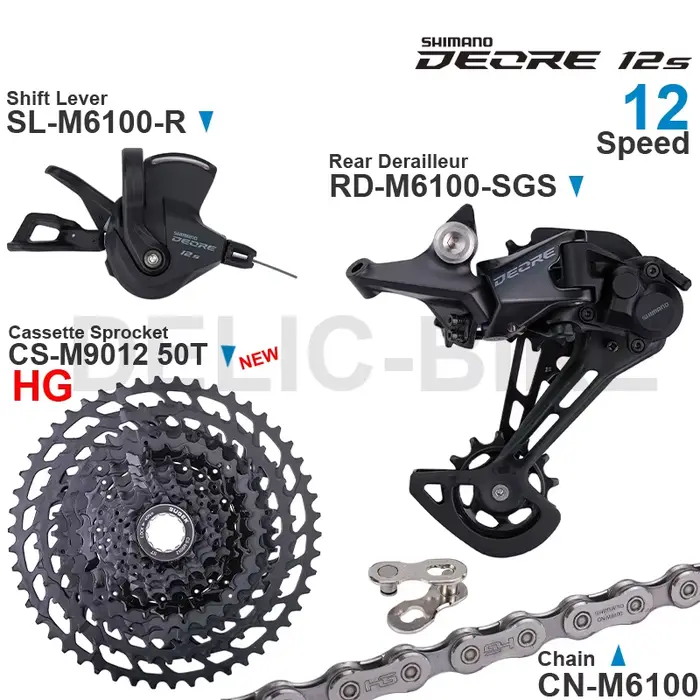 SHIMANO DEORE M6100 groupe 12 vitesses avec levier de vitesse droit chaîne de dérailleur arrière ori