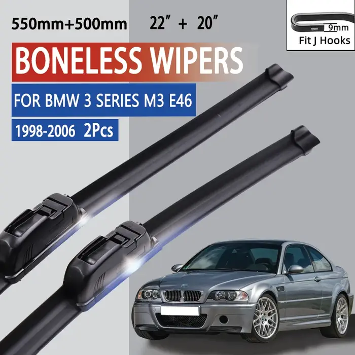 Essuie-glace de pare-brise de voiture en caoutchouc souple de type U, sans cadre, sans support, 22 "