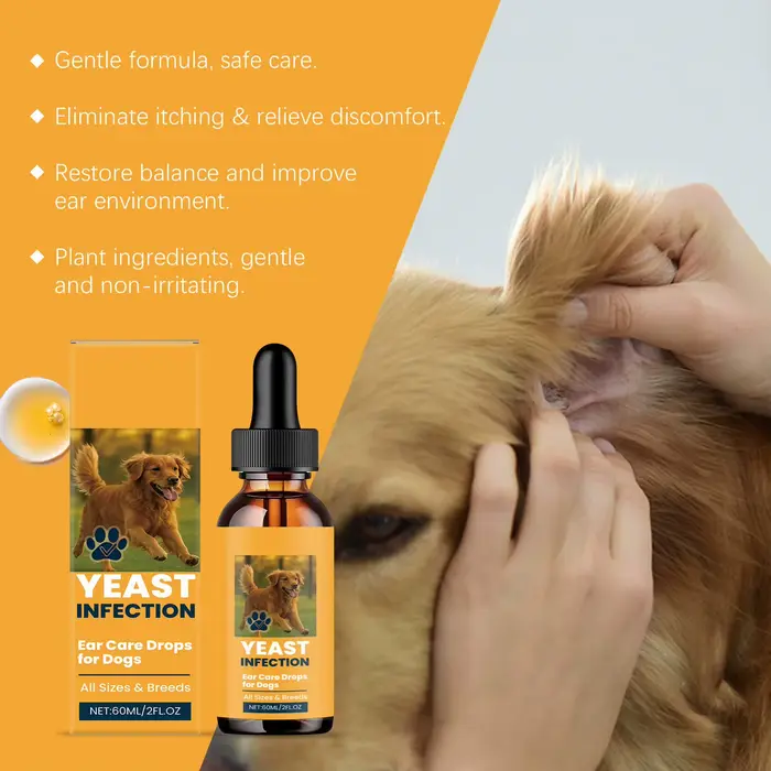 Gouttes de soin des oreilles pour chiens traitement infections levure soulagement démangeaisons santé oreilles polyvalent application facile tous types de chiens
