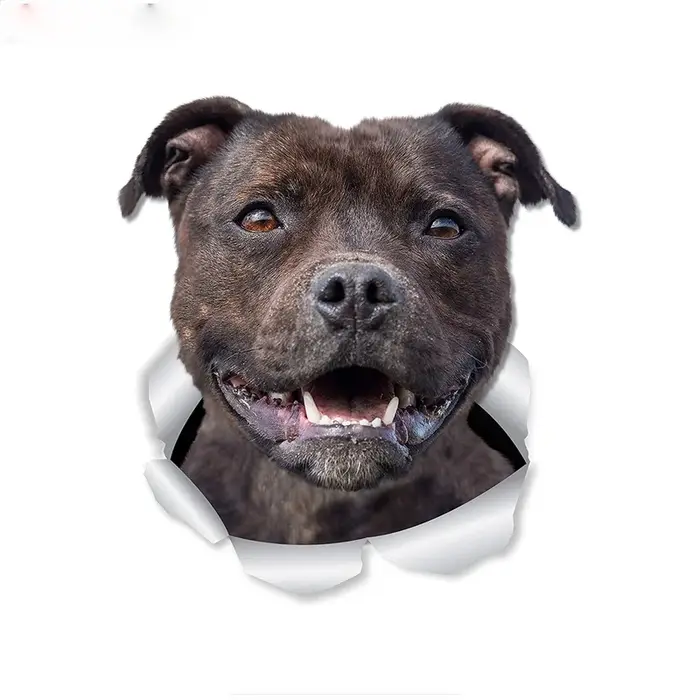 V134 #   Autocollant de voiture Happy Staffie chien Staffordshire Terrier accessoires Pegatinas Para Coche bricolage style de voiture
