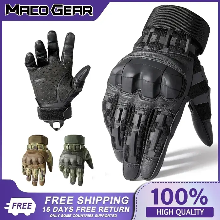 Gants tactiques pro sport écran tactile cuir PU chasse randonnée combat airsoft tir hommes