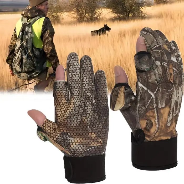 Gants de chasse automne-hiver full finger tactiles : anti-dérapants pour pêche et randonnée
