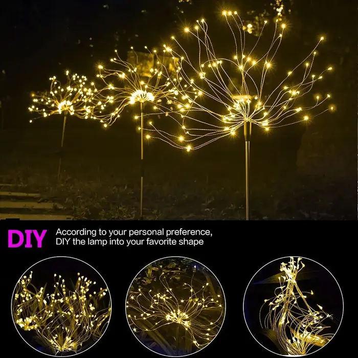 Enquêter d'artifice solaire à LED de couleur, lampe étanche bricolage, utilisée pour les lumières de
