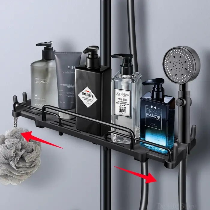 etagere salle de bains sans percage Étagère de douche extensible avec crochet, sans propositions, sh