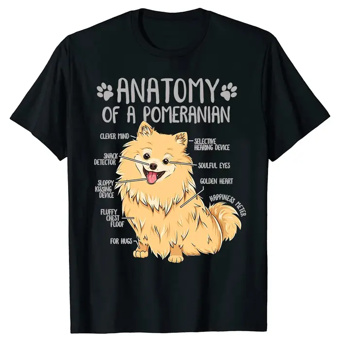 T-Shirt à Manches Courtes en Coton pour Homme, Streetwear Graphique, Style FN anian Dog Pom Anatomy, Cadeaux pour Amoureux des Chiens