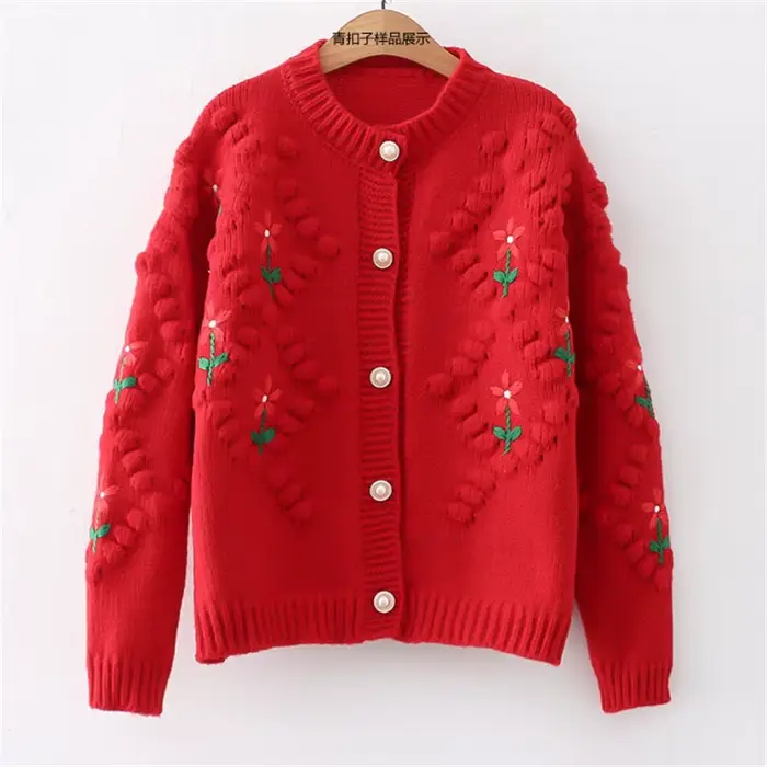 Pull Brodé Épais et Chaud en Tricot pour Femme, Cardigan en Y, Nouveau Design, Printemps-Automne