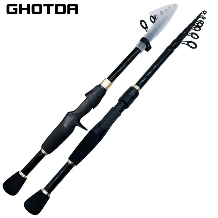 Canne à pêche télescopique 1.6-2.4m ultra légère spinning casting carbone leurres 10-30g accessoires pêche