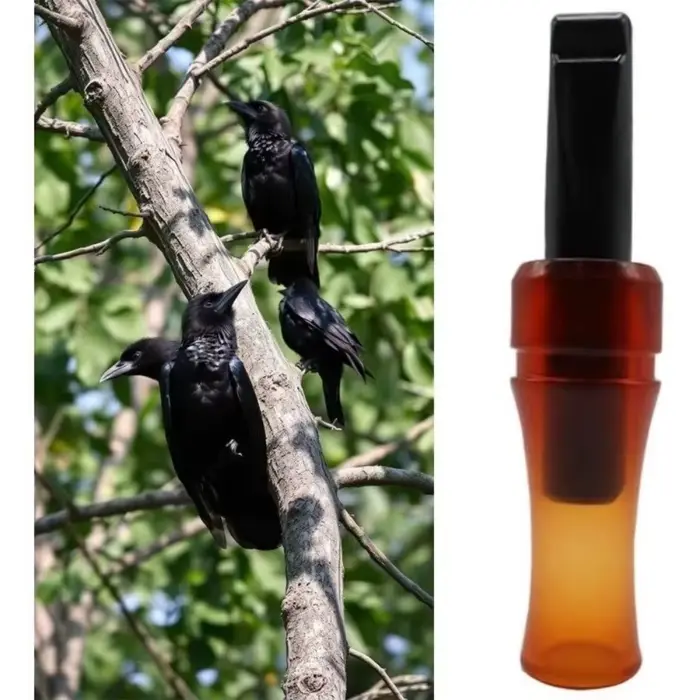 Appel corbeau réaliste couleur marron - Sifflet imitation cri corvidés - Leurre oiseau chasse corbeau