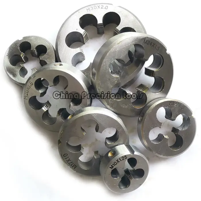 Matrices à filetage métrique HSS M10 M11 M12 M13 M14 M15 M16 M17, matrices rondes à droite M18 M19 M