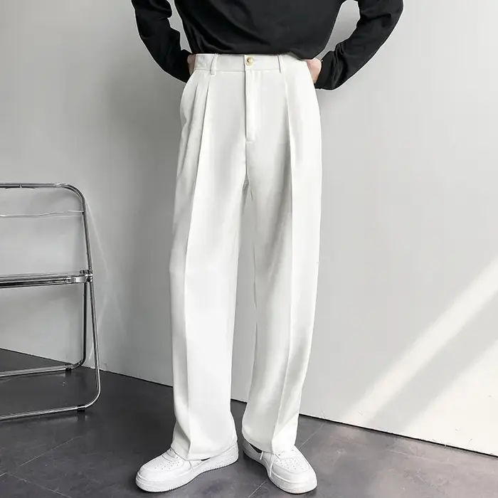 2025 nouveaux hommes pantalons droits mode coréenne costume ample pantalon décontracté drapé Baggy b