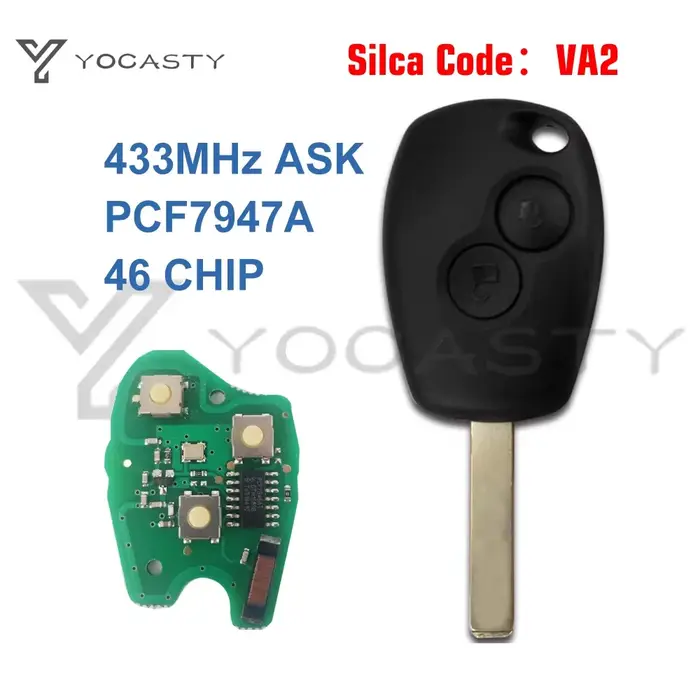 YOCASTY PCF7946A PCF7947A VA2 clé de voiture à distance pour Renault Wind Clio Modus Kangoo Master T