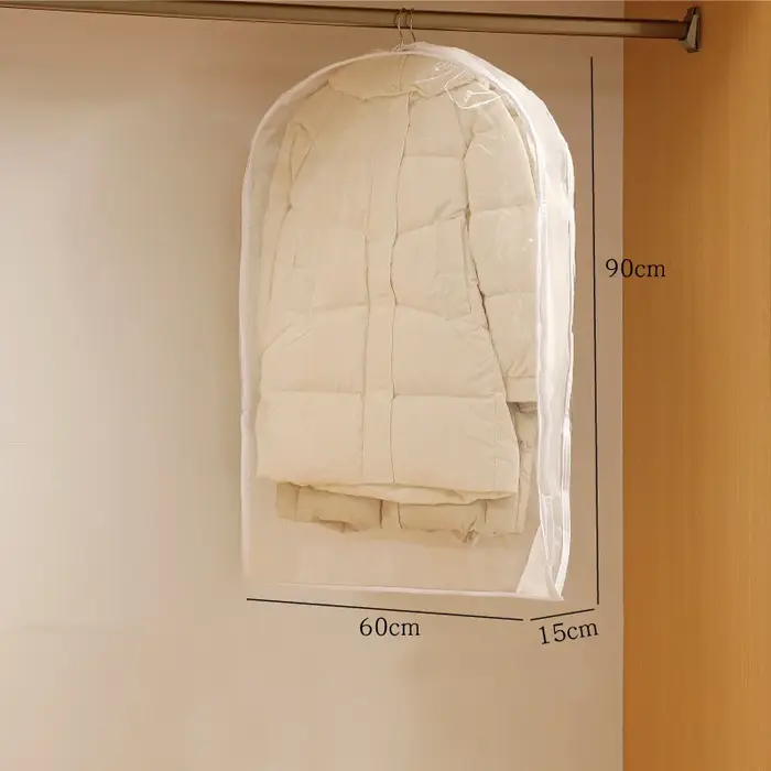 Sacs de rangement de garde-robe, doudoune, sac suspendu à Compression d'air avec fermeture éclair, s