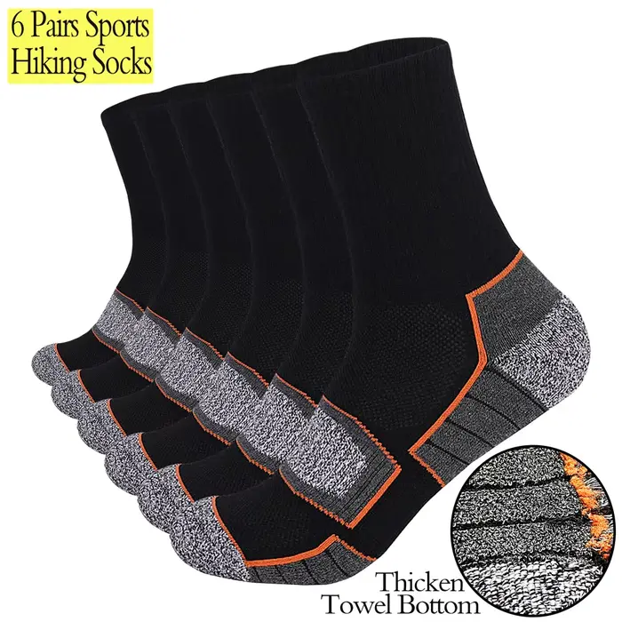 Lot 6 paires chaussettes chasse randonnée épaisseur - Coton anti-odeurs tailles 35-50 unisexe