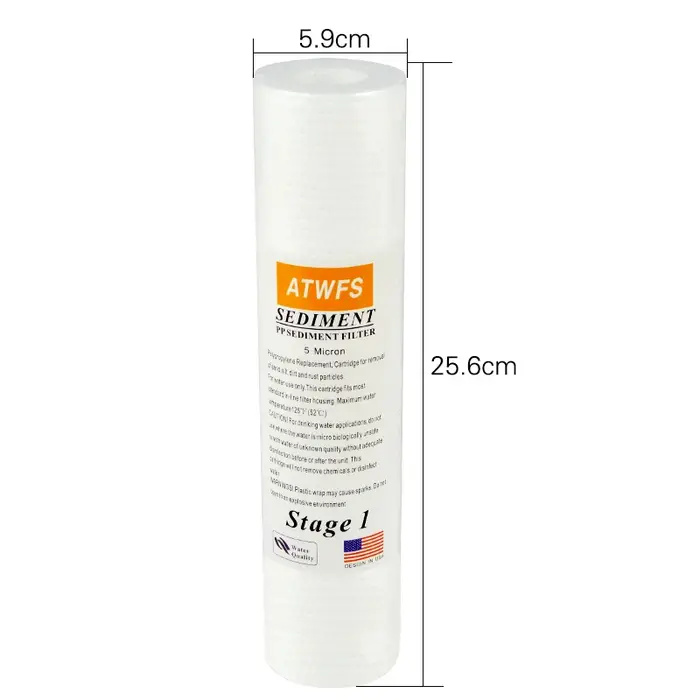 ATWFS filtre purificateur d'eau 5 microns 4x10 "ppf filtre sédiments cartouche de filtre à eau (4 pi
