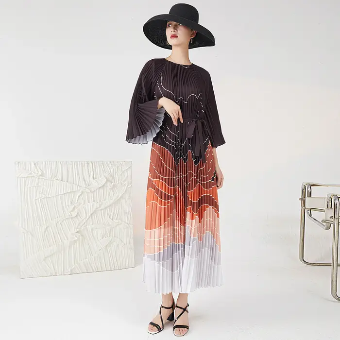 Robes plissées haut de gamme, jupes longues plissées élégantes et sophistiquées, usine OEM de vêteme